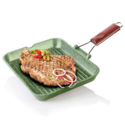 RISOLI DR. GREEN Grill tava sa drvenom ručkom ,  26 x 26 cm, zdravo kuhanje