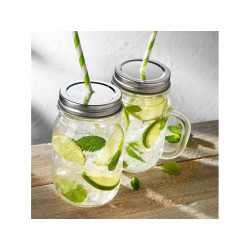 BORMIOLI ROCCO Quattro Stagioni Genietti, staklenka sa ručkom i inox poklopcen sa rupom, 1 komad, 41.5 cl, prozirna