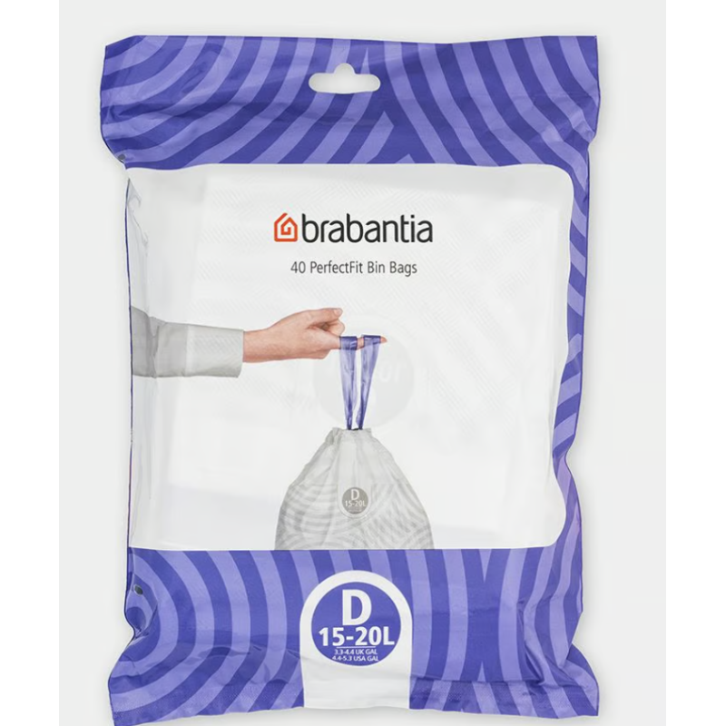 BRABANTIA 138164 vrećice oznaka D, za kante od 15-20 litara, 40 komada