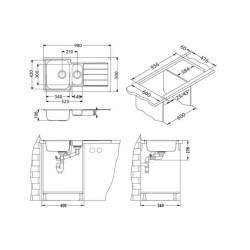 ALVEUS Monarch Line 10, sudoper , boja brončana, za element od 60 cm širine