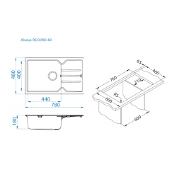 ALVEUS Record 40 , sudoper granital, za element od 60  cm širine, bež G55