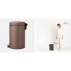 BRABANTIA 234002 Pedal Bin Newicon, 12 litara, kanta za otpad, satin taupe