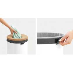 BRABANTIA 104367 kanta za prljavo rublje, 35 litara, bijela sa pluto poklopcem