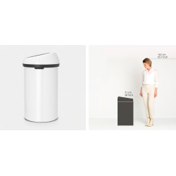 BRABANTIA 108686 Touch Bin , 60 litara, kanta za otpad, bijela