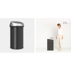 BRABANTIA 402562 Touch Bin , 60 litara, kanta za otpad, matt crna/ matt inox poklopac