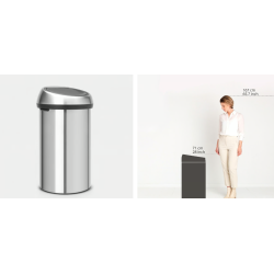 BRABANTIA 484506 Touch Bin , 60 litara, kanta za otpad, matt inox fingerprint proof , nema otisaka prstiju
