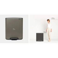 BRABANTIA 211409 Bo Pedal Bin 60 litara, kanta za otpad, platinum