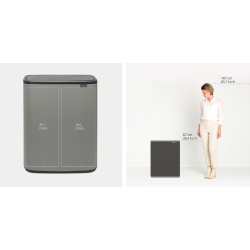 BRABANTIA 221460 Bo Touch Bin 2 x 30 litara, kanta za otpad, mineral concrete siva