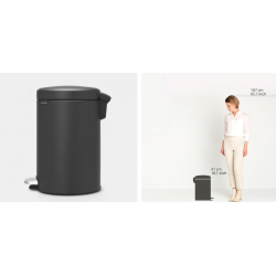 BRABANTIA 113802 Pedal Bin Newicon, 12 litara, kanta za otpad, mineral infinity siva
