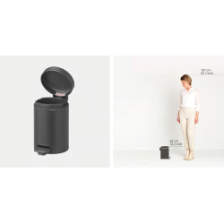 BRABANTIA 200465 Pedal Bin Newicon, 3 litre, kanta za otpad, mineral infinite siva