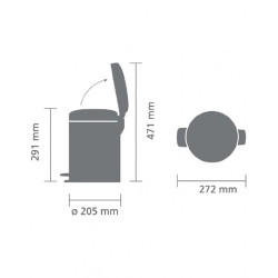 BRABANTIA 233982 Pedal Bin Newicon, 5 litara, kanta za otpad, satin taupe