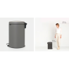 BRABANTIA 119163 Pedal Bin Newicon, 20 litara, kanta za otpad, mineral concrete siva