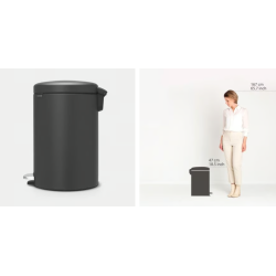 BRABANTIA 114182 Pedal Bin Newicon, 20 litara, kanta za otpad, mineral infinity siva