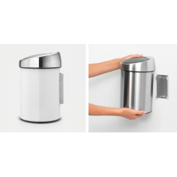 BRABANTIA 364488 Touch Bin, 3 litre, kanta za otpad, bijela-inox poklopac