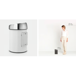BRABANTIA 364488 Touch Bin, 3 litre, kanta za otpad, bijela-inox poklopac