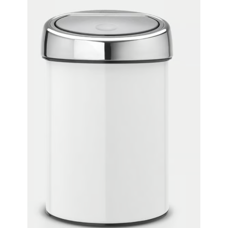 BRABANTIA 364488 Touch Bin, 3 litre, kanta za otpad, bijela-inox poklopac