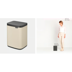 BRABANTIA 234088 Bo Waste Bin, pravokutna kanta za otpad, 4 litre, soft bež