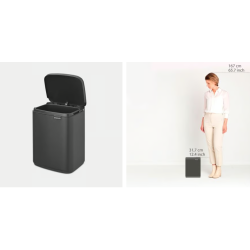 BRABANTIA 233722 Bo Waste Bin, pravokutna kanta za otpad, 7 litara, mineral infinite siva