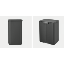 BRABANTIA 233746 Bo Waste Bin, pravokutna kanta za otpad, 12 litara, mineral infinite siva