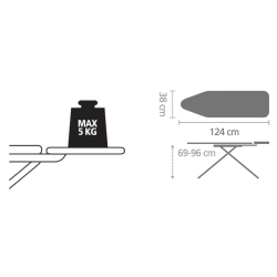 BRABANTIA 101205 daska za glačanje B, SSIR , Perfect Flow, 124 X 38 cm, Bubbles