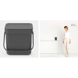 BRABANTIA 209888 Sort & Go , kanta za otpad, 3 litre, siva