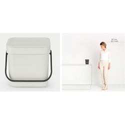 BRABANTIA 213229 Sort & Go , kanta za otpad, 3 litre, svijetlo siva